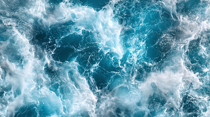 Obraz premium Blue water wallpaper, white liquid surface in motion, swirling clean waves with light reflections, rippling ocean inspired backdrop, vibrant aqua texture design.
