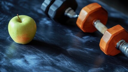 A healthy snack and fitness equipment on a table, perfect for a workout or post-exercise reward