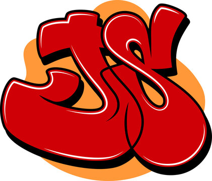JS initials in graffiti tag, urban street art, calligraphic style, digital graphic design in PNG with transparent background file format