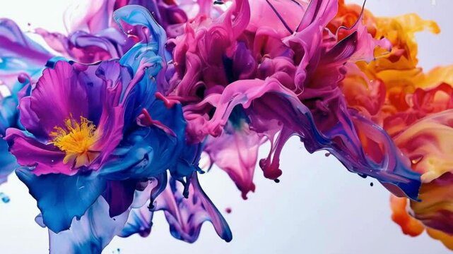 "Colorful Ink in Water Creating Abstract Patterns"

