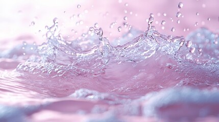 Gentle splash of water in soft pink hues