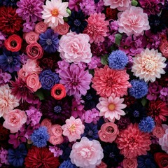 Floral arrangement featuring vibrant purple and pink blooms