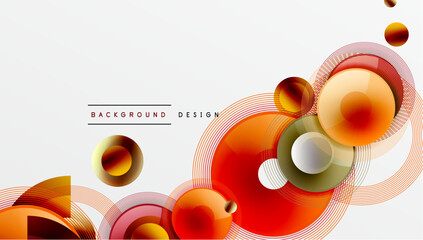 Obraz premium Sleek vector design with overlapping circles in vibrant colors and smooth gradients. Dynamic composition with depth, symmetry, and minimalistic elegance on a light background