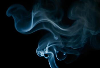 abstract white and blue smoke on black background