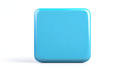 Blank Mobile application icon, button - blue square with round corners. 3d rendering, white background
