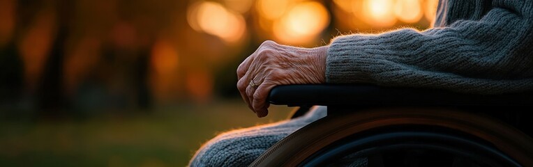 Senior savoring a tranquil sunset outdoors