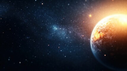 Naklejka premium Earth in Space with Glowing Atmosphere