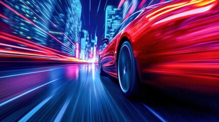 Red Sports Car in Motion