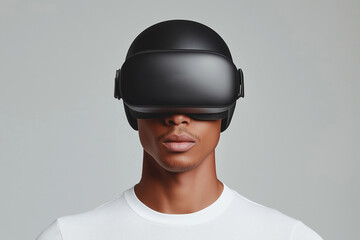 Exploring virtual reality technology with a sleek headset on a model