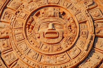 Obraz premium Close view of the aztec calendar