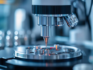 Intricate details of medical device under microscope, showcasing precision