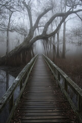 wooden bridge in the forest