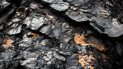 Close-up, stark imagery of a burnt mountain, with a focus on the ash-covered ground and residual burning embers, isolated background. Ashen. Illustration