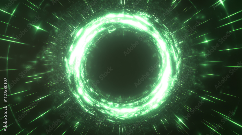Wall mural green game healing swirl light vector effect. isolated neon circle with blur and glitter on transpar