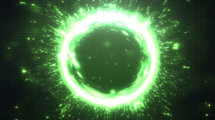 Fototapeta premium Green game healing swirl light vector effect. Isolated neon circle with blur and glitter on transparent background. Speed and power shiny motion highlight with swoosh. Round glitz with ray particle.