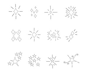 Minimalist Star Icon Set
A set of minimalist star icons, featuring various star shapes with rays and geometric designs, perfect for digital designs, branding