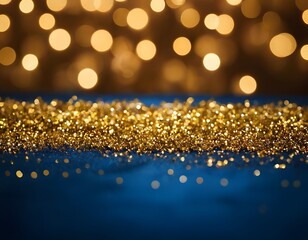 Blue and gold shining Abstract background and bokeh happy new year Christmas birthday wedding anniversary celebration