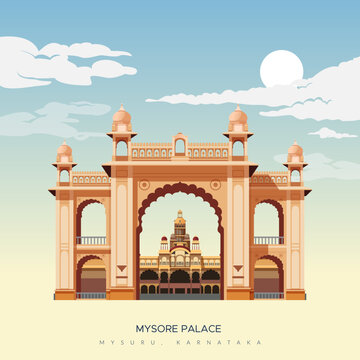 Mysore Palace - Amba Vilas Palace -Mysuru, Karnataka - Stock Illustration