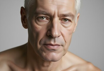 Senior man with clean perfect skin. Beauty male skin care. Cosmetology beauty spa. Male coscmetic. Face care skincare and beauty concepts. Handsome aged man with wrinkles. Male healthy skin and spa.