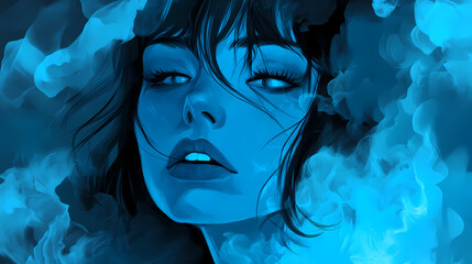 Blue smoke. Ashen. Illustration