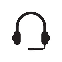 Headphone flat icon, customer service equipment vector design illustration, isolated on white background. 