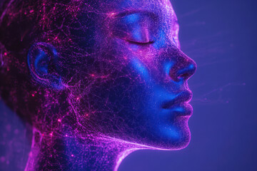 Obraz premium Futuristic human had with luminous brain network. Concept for Mindfulness.