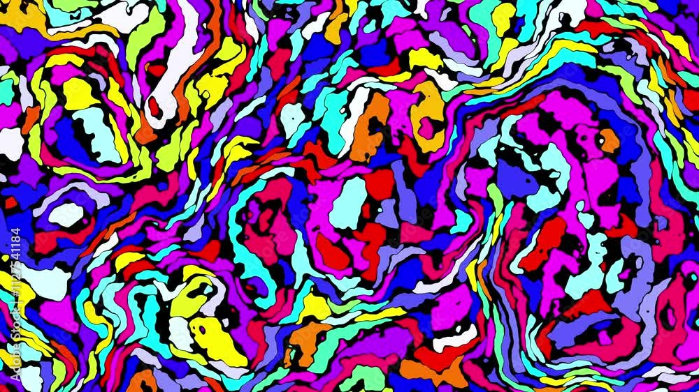 Aufkleber Groovy psychedelic loop background for banner design. Retro 60s 70s psychedelic pattern. Modern wave retro abstract design. Rainbow 60s, 70s