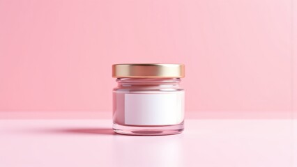 Luxurious Skincare Cream Jar with Golden Lid and White Blank Label