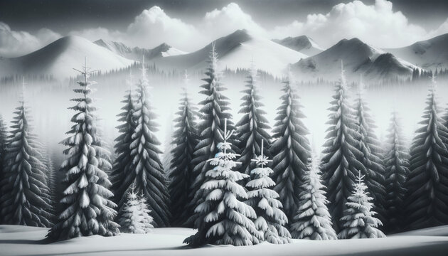 Pinos cubiertos de nieve