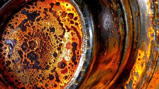 Highlights the intricate patterns of rust and corrosion found on metal surfaces in a forgotten area. The vibrant colors and textures reveal nature's reclaiming process over time.