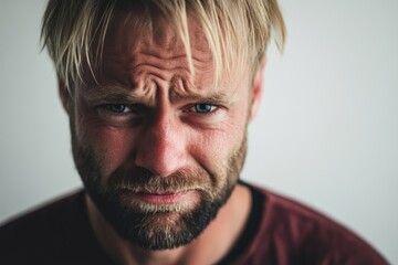 A close-up shot of a man with a beard