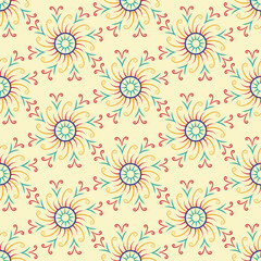 Decorative mandala floral seamless pattern. Traditional ethnic pattern for textile, fabric, wallpaper, wrapping, gift wrap