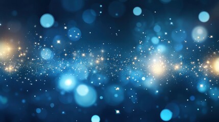 Obraz premium Abstract blue bokeh background with sparkling lights and glitter, perfect for festive or celebratory designs.
