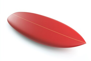 A red surfboard lying on a white surface