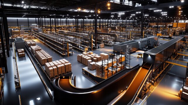 Efficient warehouse operations logistics center industrial content modern environment aerial view automation insights
