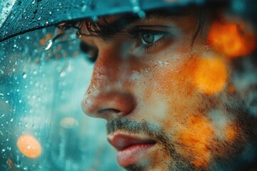 A person holding an umbrella, great for rain or outdoor scenes