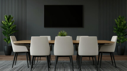 Elegant business menu ambiance at modern conference table in contemporary office setting