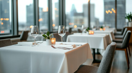 Sophisticated urban dining cozy table setup and elegant interior design