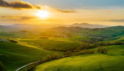 Rolling Hills at Sunset: Serene Rural Landscapes