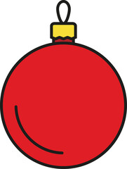 Red christmas ball icon. Vector illustration.