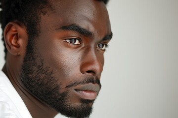 Obraz premium Portrait of a man wearing a white shirt, focus on his upper body
