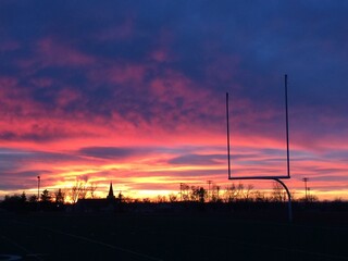 Football field sunset