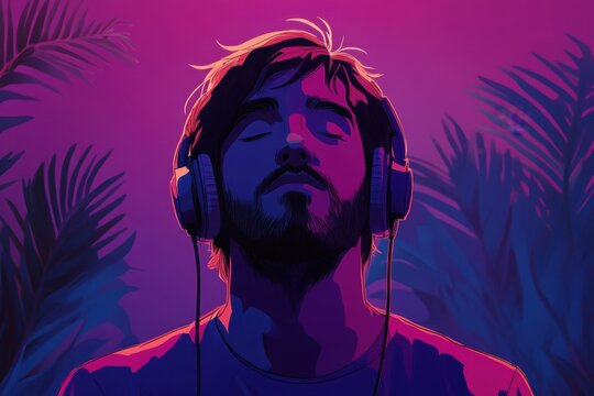 A lofi animation of a guy listening to music in a continuous, soothing loop.