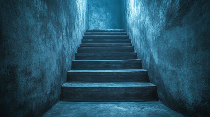 Stairs or staircase leading to dark basement room interior. indoor house or home apartment, nobody, empty, underground lower floor storage.