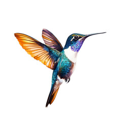 Fototapeta premium Vibrant Hummingbird in Flight with Colorful Feathers and Detail