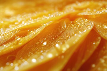 Close-up shot of a yellow flower with water droplets, great for representing nature or beauty