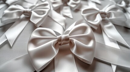 A close-up shot of a cluster of white bows