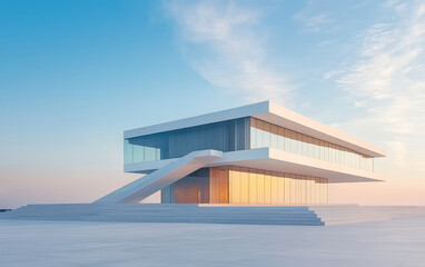 Fototapeta premium Minimalist modern architecture and spatial structure