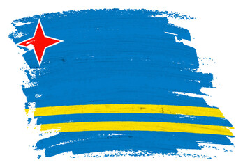 Aruba flag paint splash brushstroke