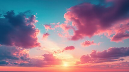 Obraz premium Background of colorful sky concept: Dramatic sunset with twilight color sky and clouds